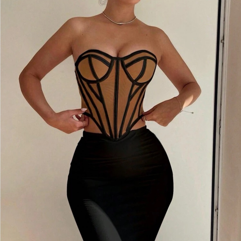 Contrast Mesh Tube Top ❤️ - Picture 5 of 6